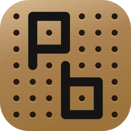 Pegbox icon: a Pb monogram on perforated hardboard